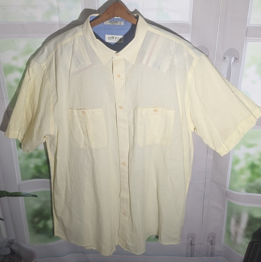 Orvis Short Sleeve Button Up Shirt Mens XXLT Double Pocket Light Weight‎ Shirt